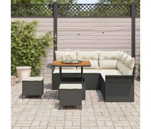 Sodo Sofų Rinkinys 8 Pcs Juoda Poliratanas