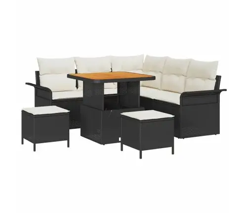 Sodo Sofų Rinkinys 8 Pcs Juoda Poliratanas