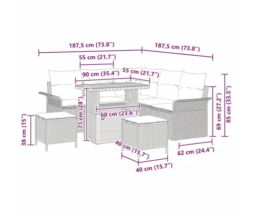 Sodo Sofų Rinkinys Su Pagalve 8 Pcs Juoda Poliratanas