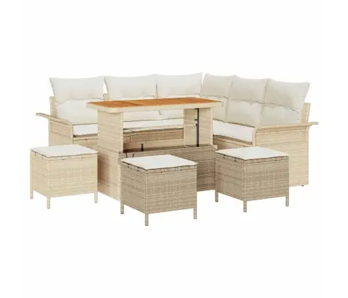 Sodo Sofų Rinkinys 9 Pcs Smėlio Poliratanas