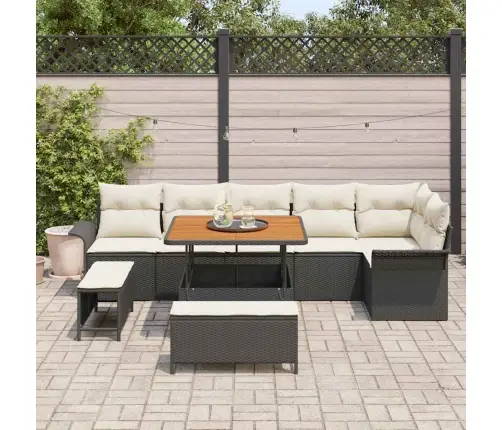 Aia Diivanikomplekt Padjaga 9 Pcs Must Polürotang