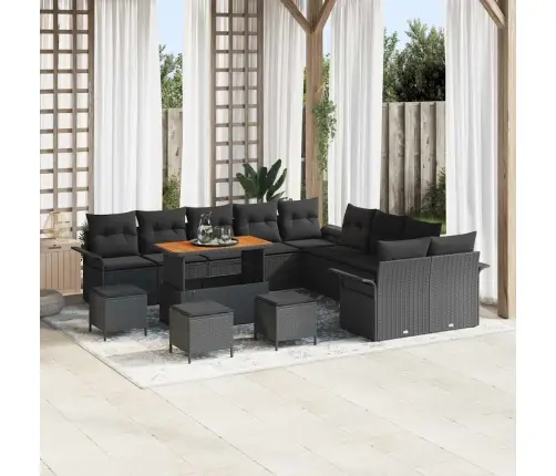 Aia Diivanikomplekt Padjaga 14 Pcs Must Polürotang