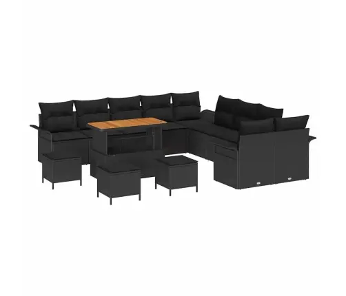 Aia Diivanikomplekt Padjaga 14 Pcs Must Polürotang