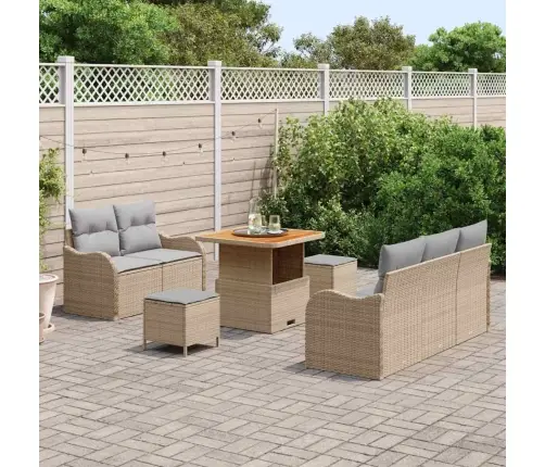 Sodo Sofų Rinkinys 8 Pcs Smėlio Poliratanas