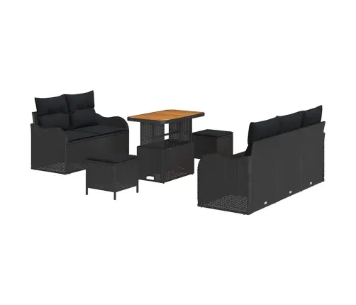 8 Daļu Dārza Dīvānu Komplekts Ar Spilveniem Melnā Poliratanā Vidaxl