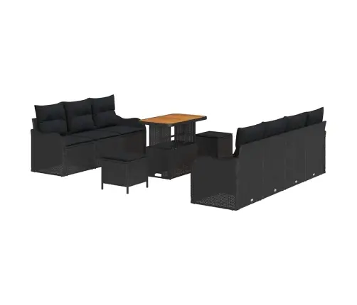 10 Daļu Dārza Dīvānu Komplekts Ar Spilveniem Melnā Poli Rattanā Vidaxl