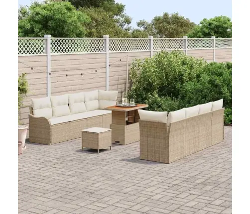 Sodo Sofų Rinkinys 11 Pcs Smėlio Poliratanas