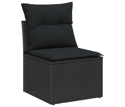 Sodo Sofų Rinkinys 11 Pcs Juoda Poliratanas