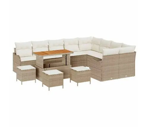 Sodo Sofų Rinkinys Su Pagalve 13 Pcs Smėlio Poliratanas