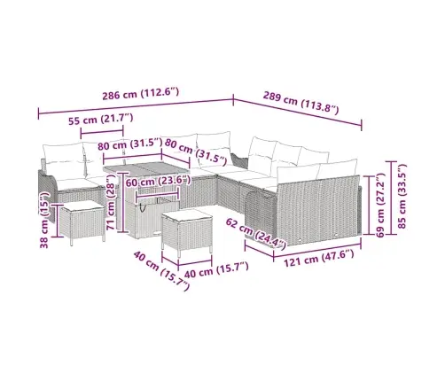 13 Daļu Dārza Dīvānu Komplekts Ar Spilveniem, Bēša Poliratana Un Akāciju. Vidaxl