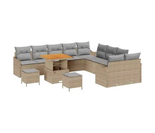 Sodo Sofų Rinkinys 13 Pcs Smėlio Poliratanas