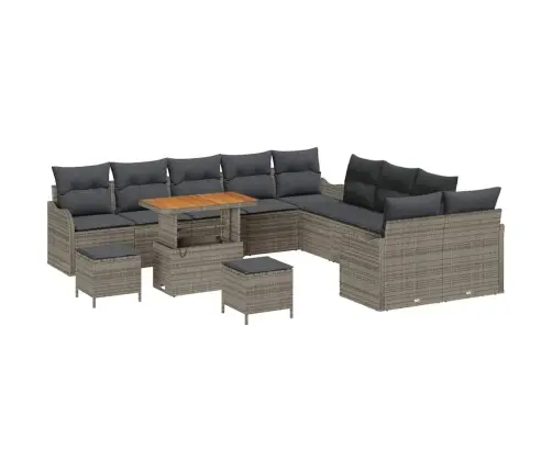 Sodo Sofų Rinkinys 13 Pcs Pilka Poliratanas