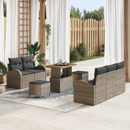 Sodo Sofų Rinkinys 8 Pcs Pilka Poliratanas