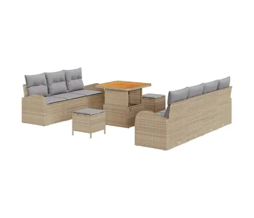 10 Daļu Dārza Dīvānu Komplekts Ar Spilveniem Bēšs Poli Rotangpalma Akācija Vidaxl 10 Daļu Dārza Dīvānu Komplekts Ar Spilveniem Bēšs Poli Rotangpalma Akācija Vidaxl