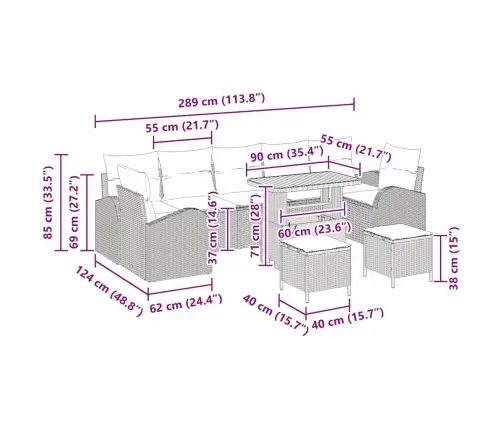 Aia Diivanikomplekt Padjaga 10 Pcs Beež Polürooster