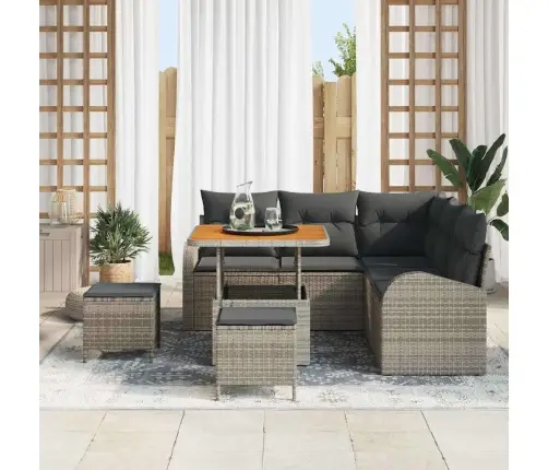 Dārza Dīvānu Komplekts 8 Pcs Pelēka Poliūtu Rotangpalma Vidaxl