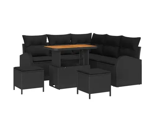 Aia Diivanikomplekt Padjaga 8 Pcs Must Polürotang