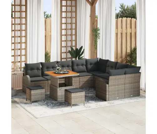 Dārza Dīvānu Komplekts 12 Pcs Pelēka Poliūtu Rotangpalma Vidaxl