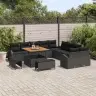 Sodo Sofų Rinkinys Su Pagalve 13 Pcs Juoda Poli Ratanas