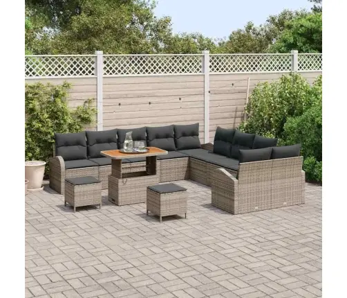 13 Gabalu Dārza Dīvānu Komplekts Ar Spilveniem Pelēkā Poli Rotangpalmas Akāciju Vidaxl 13 Gabalu Dārza Dīvānu Komplekts Ar Spilveniem Pelēkā Poli Rotangpalmas Akāciju Vidaxl