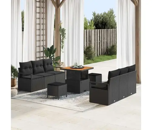 Aia Diivanikomplekt Padjaga 9 Pcs Must Polürotang