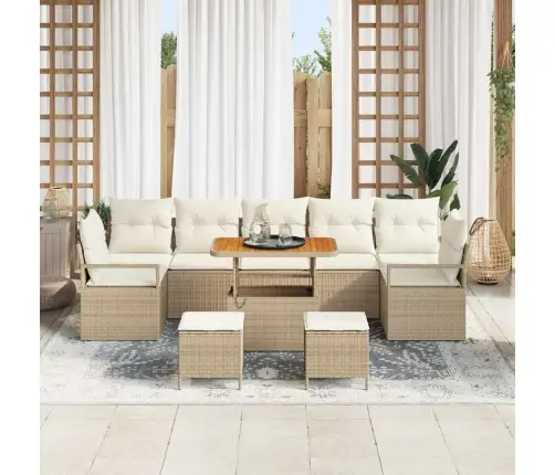 10 Daļu Dārza Dīvāns Ar Spilveniem Bēšā Krāsā Vidaxl