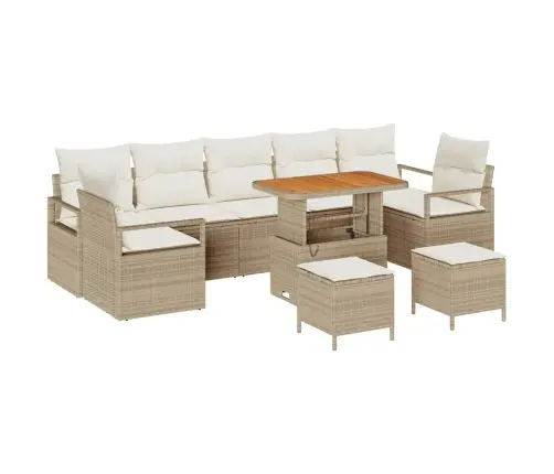 10 Daļu Dārza Dīvāns Ar Spilveniem Bēšā Krāsā Vidaxl