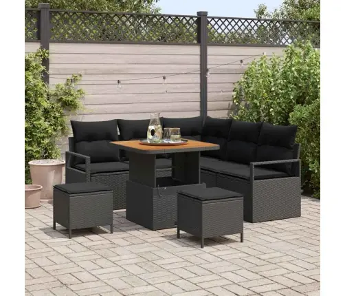 Aia Diivanikomplekt Padjaga 8 Pcs Must Polürotang