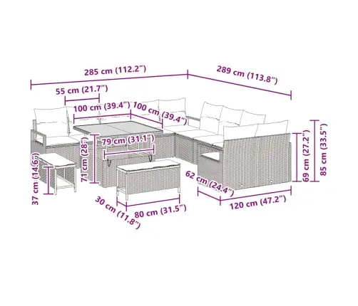 Aia Diivanikomplekt Padjaga 13 Pcs Must Polürooster