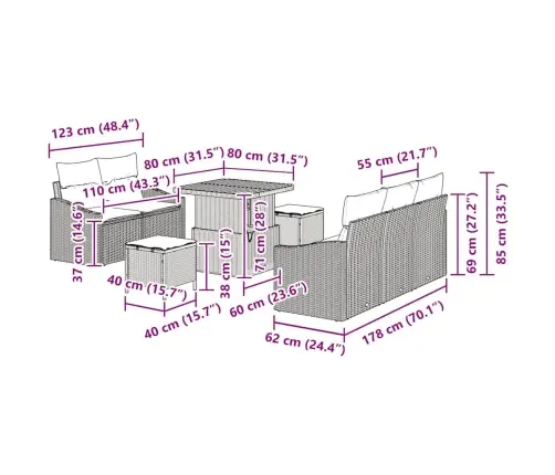 Aia Diivanikomplekt Padjaga 8 Pcs Hall Polürotang