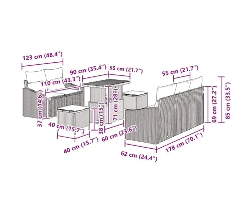 Aia Diivanikomplekt Padjaga 8 Pcs Hall Polürooster