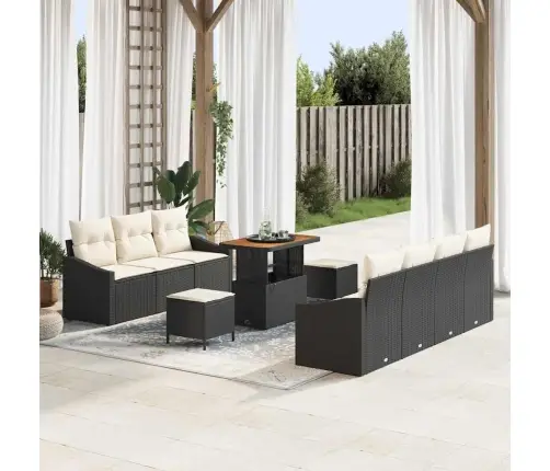 Aia Diivanikomplekt Padjaga 10 Pcs Must Polürotang