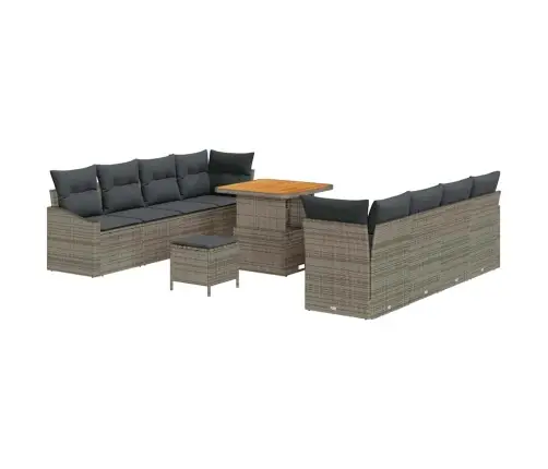 Dārza Dīvānu Komplekts 11 Pcs Pelēka Poliūtu Rotangpalma Vidaxl