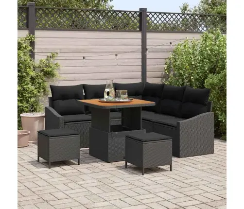 Aia Diivanikomplekt Padjaga 8 Pcs Must Polürooster