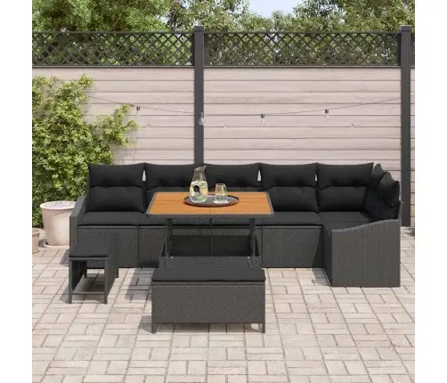 Aia Diivanikomplekt Padjaga 9 Pcs Must Polürotang