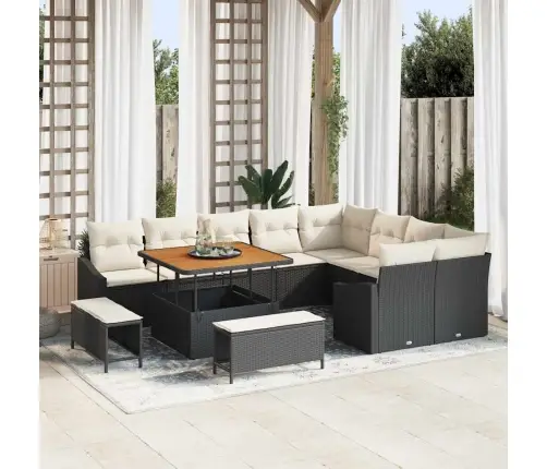 Aia Diivanikomplekt Padjaga 12 Pcs Must Polürotang