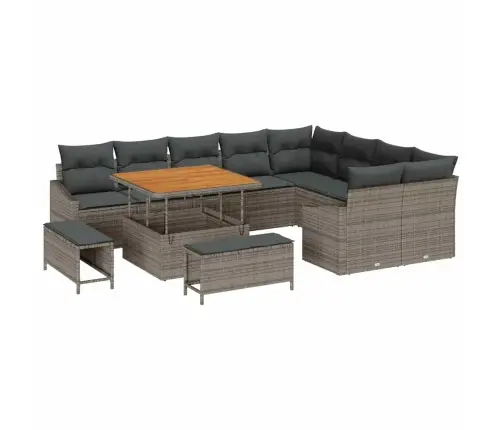 Sodo Sofų Rinkinys Su Pagalve 12 Pcs Pilka Poli Ratanas Sodo Sofų Rinkinys Su Pagalve 12 Pcs Pilka Poli Ratanas