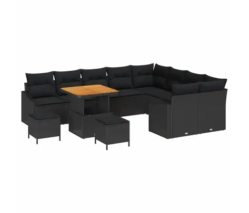 Aia Diivanikomplekt Padjaga 12 Pcs Must Polürotang