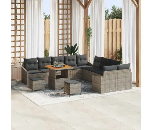 Dārza Dīvānu Komplekts 13 Pcs Pelēka Poliūtu Rotangpalma Vidaxl