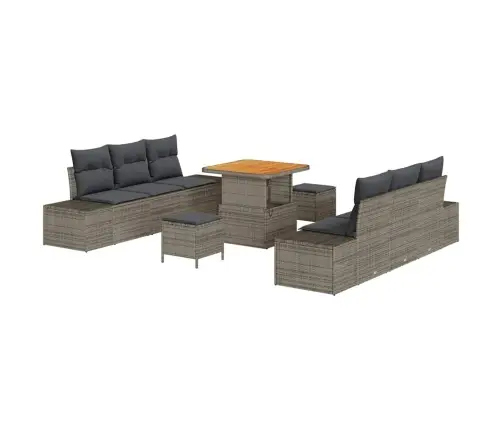 Dārza Dīvānu Komplekts 9 Pcs Pelēka Poliūtu Rotangpalma Vidaxl