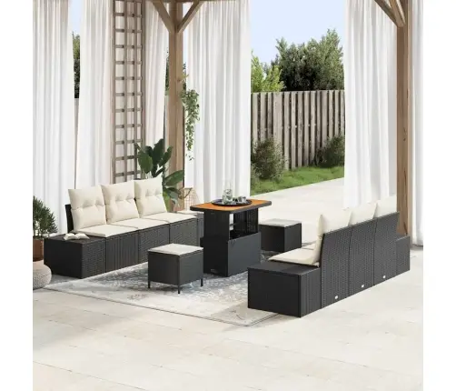 Aia Diivanikomplekt Padjaga 9 Pcs Must Polürotang