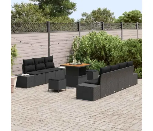 Aia Diivanikomplekt Padjaga 10 Pcs Must Polürotang