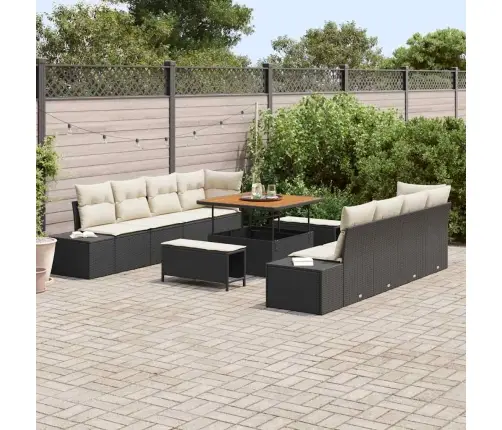 Aia Diivanikomplekt Padjaga 11 Pcs Must Polürotang