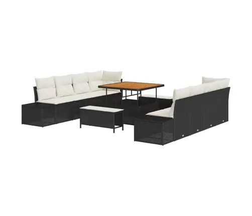 Aia Diivanikomplekt Padjaga 11 Pcs Must Polürotang