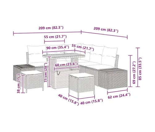 Sodo Sofų Rinkinys Su Pagalve 8 Pcs Juoda Poli Ratanas