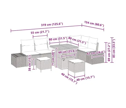 9 Daļu Dārza Dīvānu Komplekts Ar Spilveniem, Melns, Poli Rattan, Akācija Vidaxl