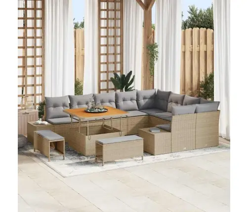 Aia Diivanikomplekt Ladustamisega 12 Pcs Beež Polürooster