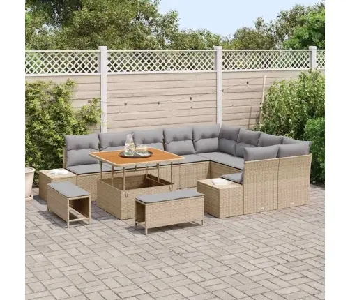 Aia Diivanikomplekt Ladustamisega 12 Pcs Beež Polürooster