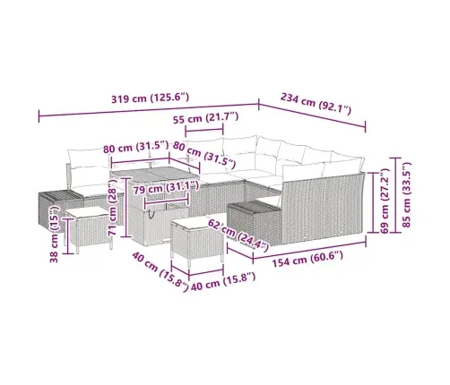 12 Gab. Dārza Dīvānu Komplekts Ar Spilveniem Melnajā Polietilēna Rotangpalmas Un Akāciju Koka Vidaxl