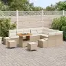12 Daļu Dārza Dīvānu Komplekts Ar Spilveniem Bēšā Poli Rattan Vidaxl